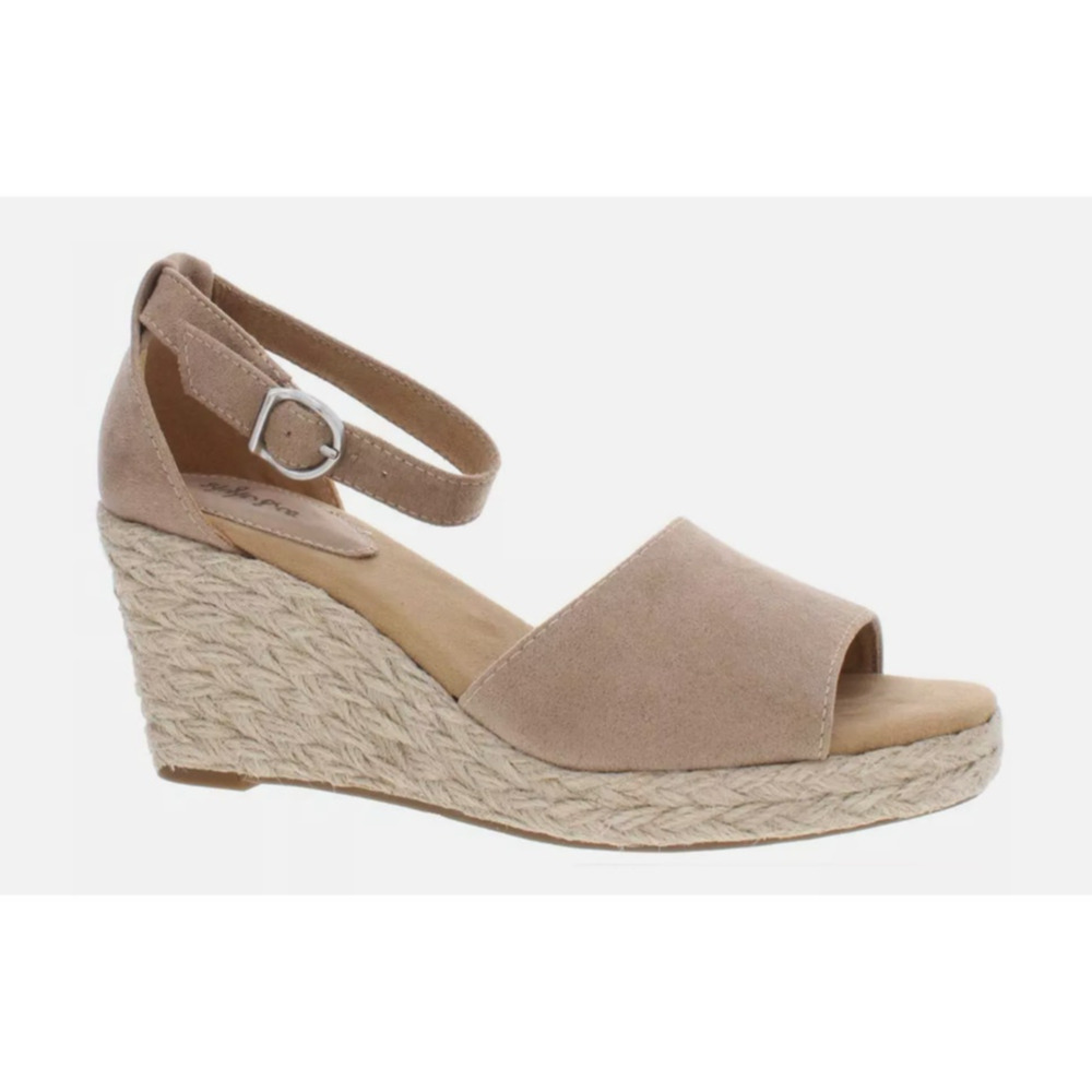 STYLE & CO WOMEN'S SELEENEY FAUX SUEDE WEDGE SANDALS LIGHT TAUPE 9.5M NEW!